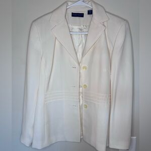 Karen Scott | Women's Petite Cream Vintage Blazer Classic Office Preppy Style